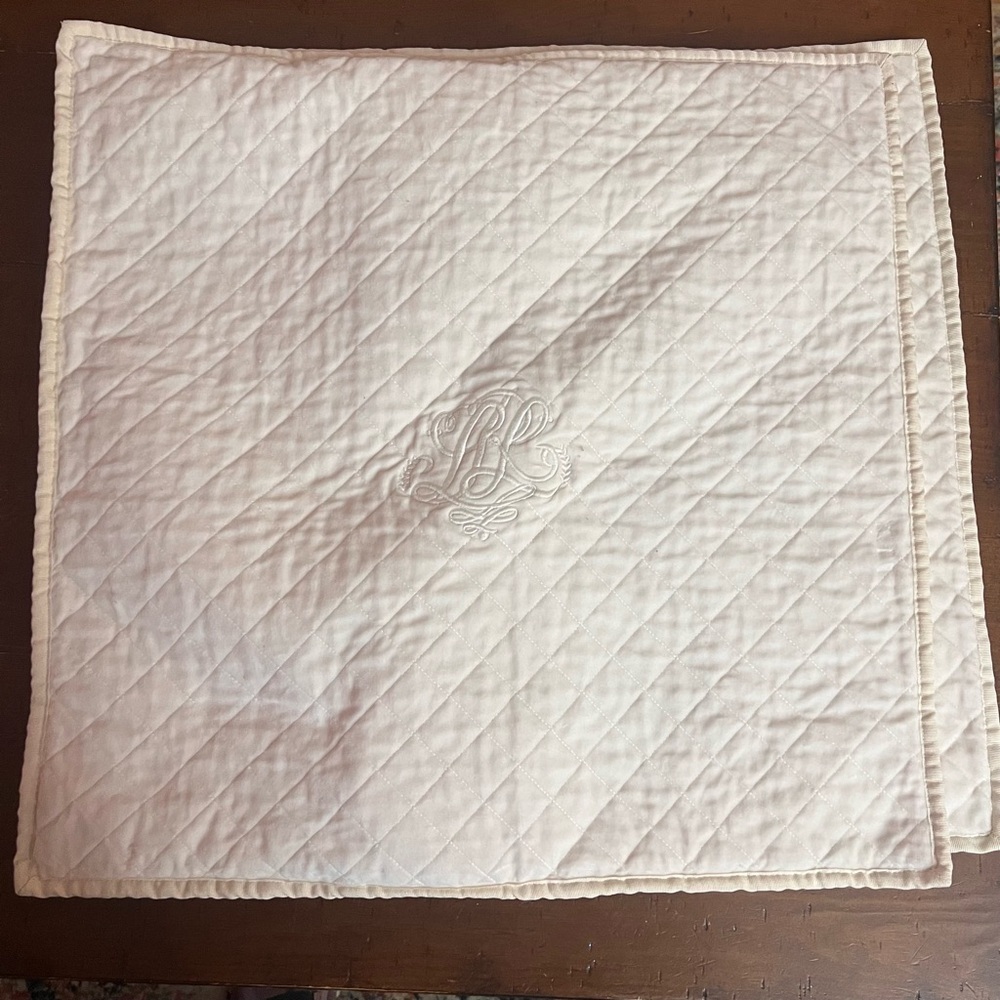 Lauren Ralph Lauren Home Collection Euro Pillow Shams, pre-owned cream 20x20 - Picture 4 of 5